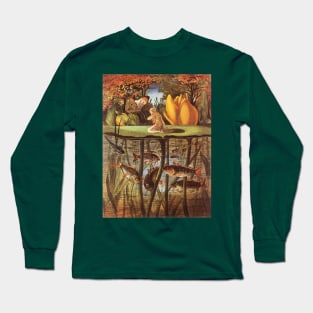 Vintage Fairy Tales, Thumbelina Crying on a Lilypad with a Butterfly Long Sleeve T-Shirt